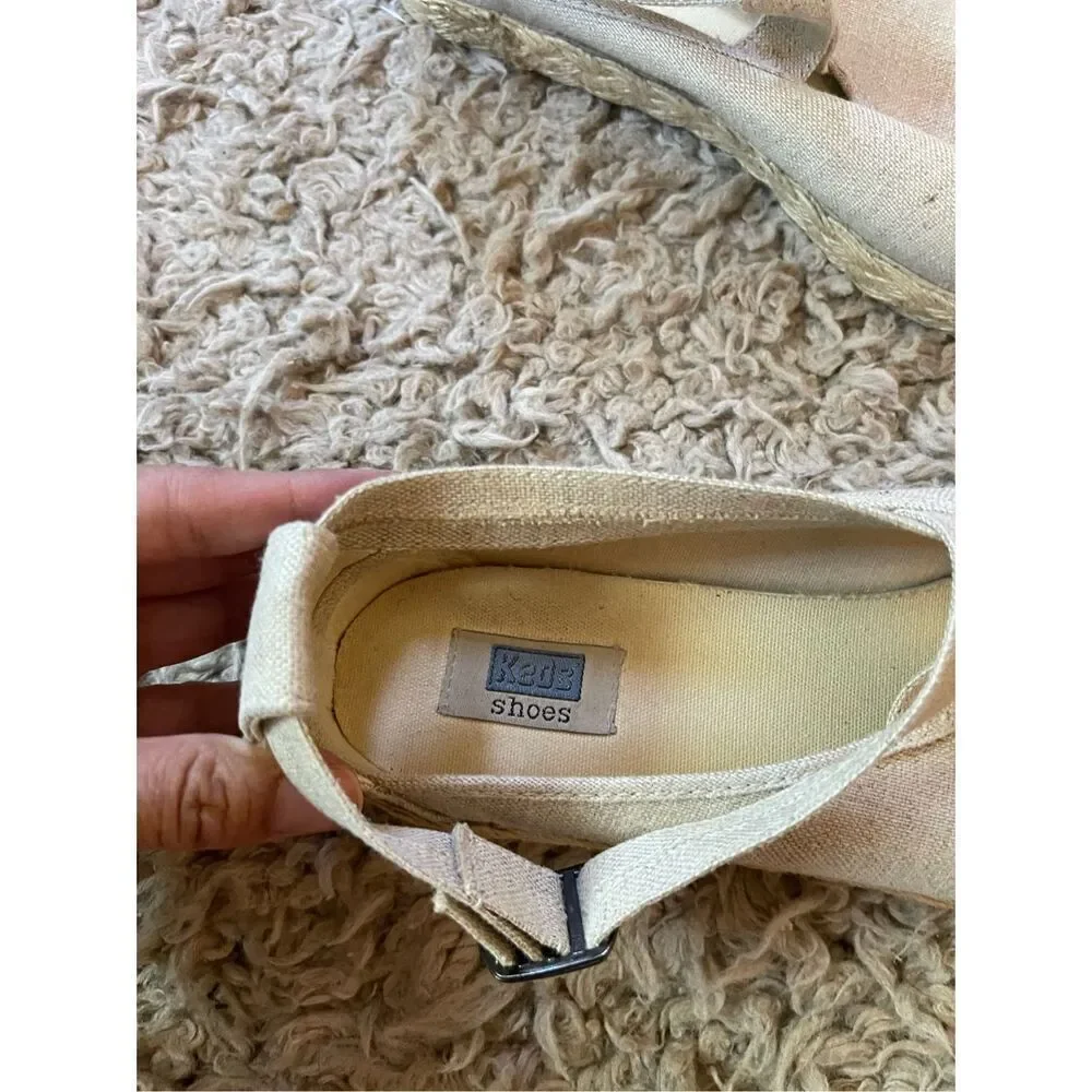 Vintage 80s keds espadrille canvas Mary Jane style flats‎ 9.5